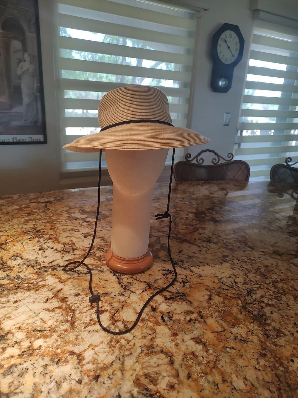 Tula Cream Wide-Brim Sun Hat with Black Chin Cord